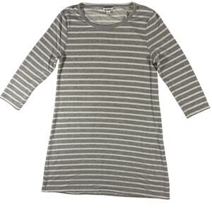 BB Dakota Gray White Striped Stretch Knit Shirt Dress Women’s Small Casual